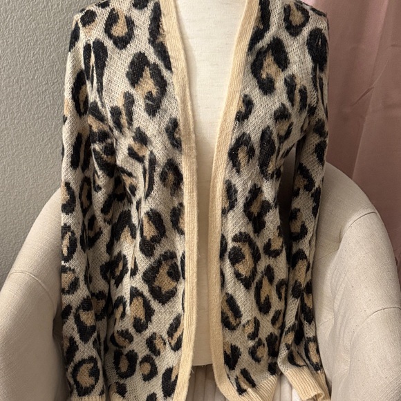 Witty Fox Leopard Sweater Open Cardigan Retro Look - Picture 3 of 4